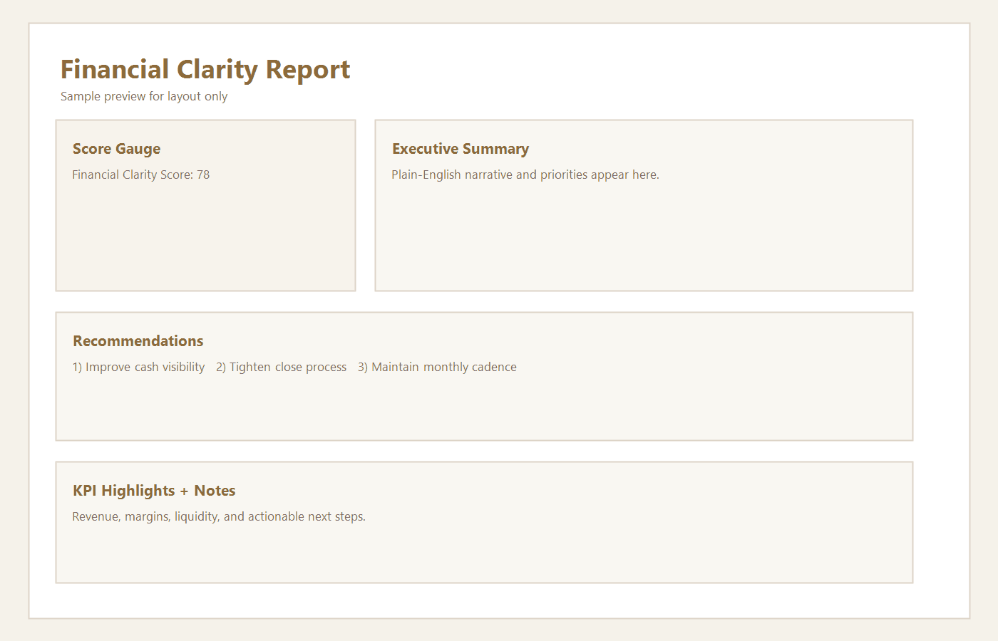 Sample Financial Clarity report preview layout